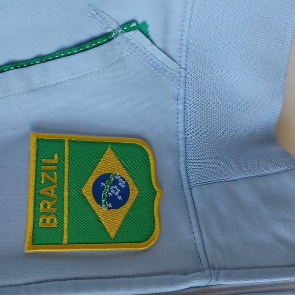 NWT Brazil Flag Warm Up Jacket Baby Blue Juniors Size XL LA Kitty - Picture 7 of 15